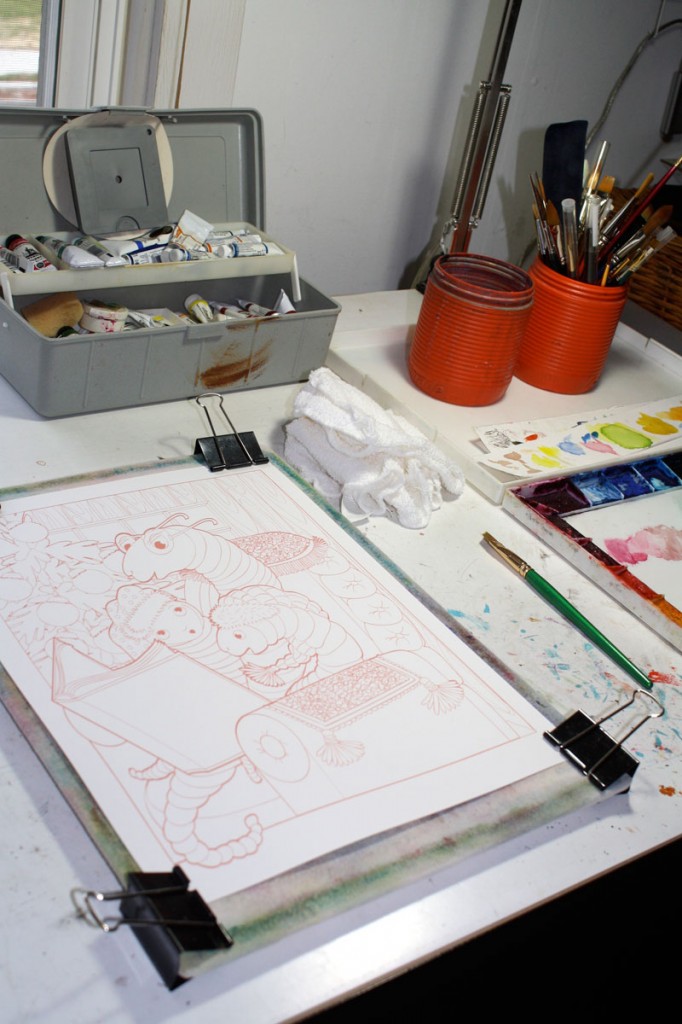 line art printed out for painting.