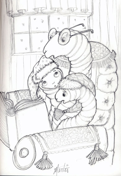 Earth worms pencil rough