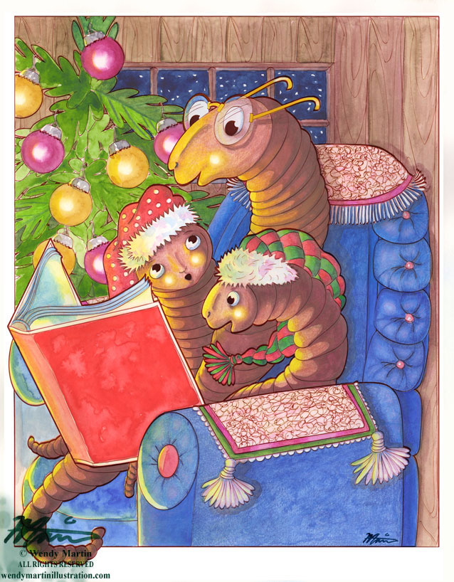 final process for earthworm holiday card