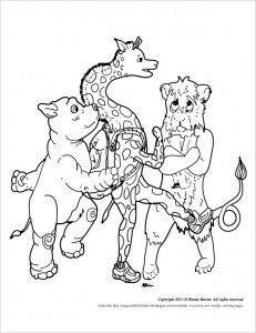 free coloring page shcool friends copyright 2011 Wendy Martin