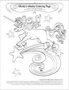 Unicorn jumps a shooting star Free Coloring Pages