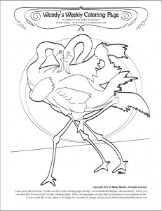 flamingo tango coloring page by wendy martin