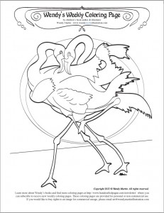flamingo tango coloring page by wendy martin