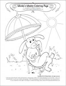 beach bum puppy coloring page by wendy martin