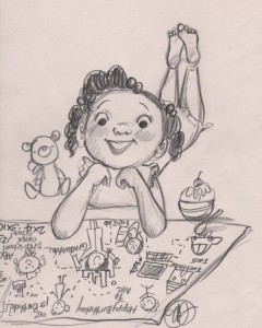 pencil girl with map
