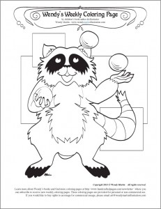 juggling raccoon coloring page