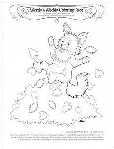 fall fox coloring page
