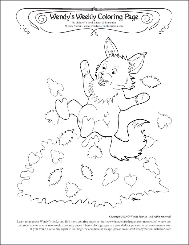 fall fox coloring page