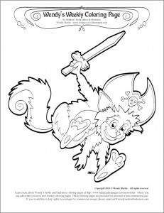 squirrel playing pirate coloring page