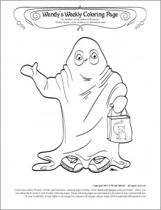 trick and treat ghost coloring page