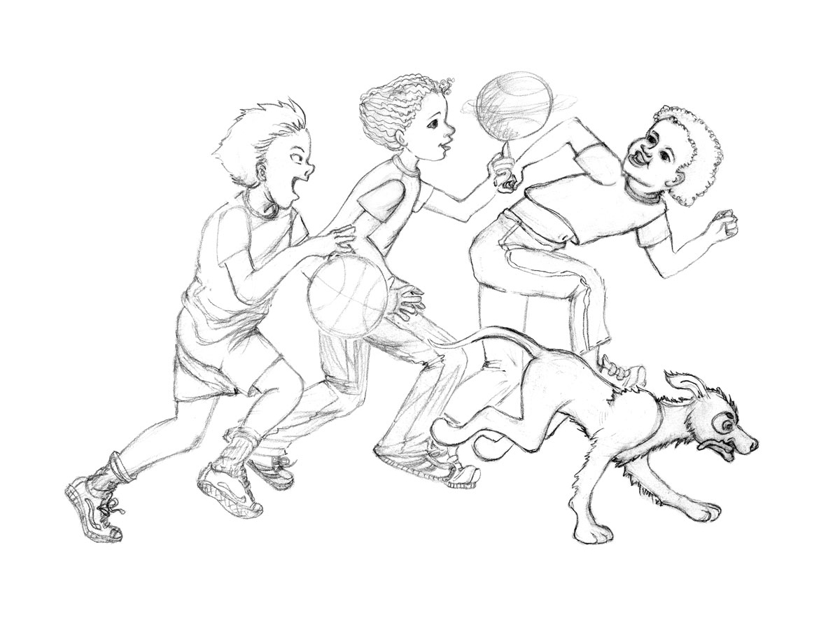 My illustration process in Adobe Illustrator for Basketball Court Portal