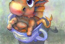 Teacup Dragon children's book illustration watercolor